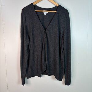 Old Navy Cardigan XXL Charcoal Gray V-Neck Button-Front Lightweight Cotton Blend